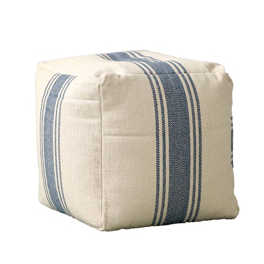 Hello Honey® 16" Blue Stripe Pouf